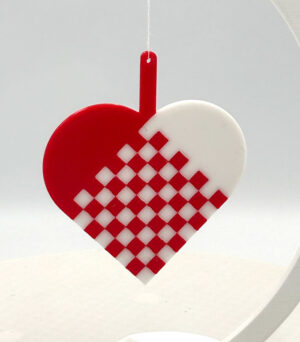 3D Hjerte i rød og hvid