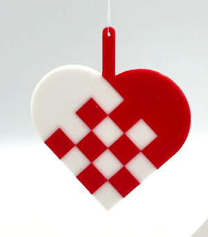 3D Hjerte i rød og hvid