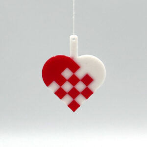 3D Hjerte i rød og hvid