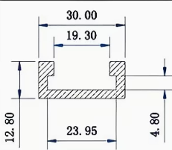 T-track skinne blå 300 mm